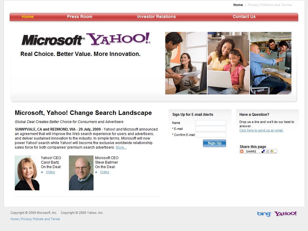 Microsoft��Yahoo!�̒�g�Ɋւ�����݃T�C�g