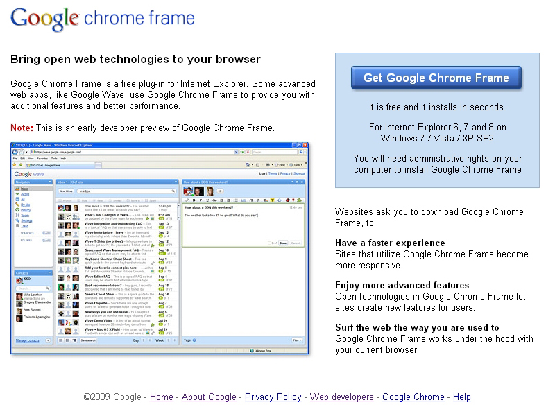�uGoogle Chrome Frame�v�v���O�C���̃_�E�����[�h�y�[�W