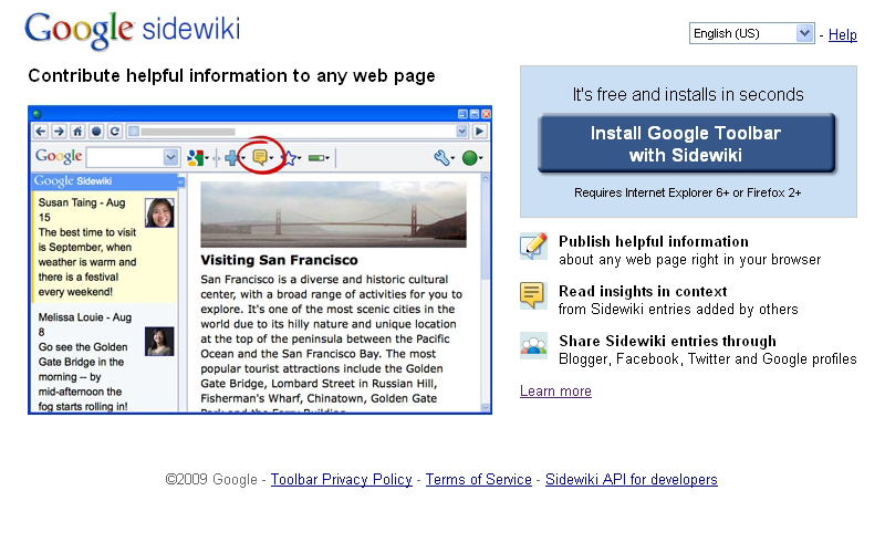 �uGoogle Sidewiki�v�T�v�y�[�W