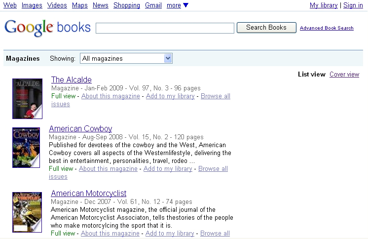 Google Books�G���ꗗ�y�[�W�iList view�j