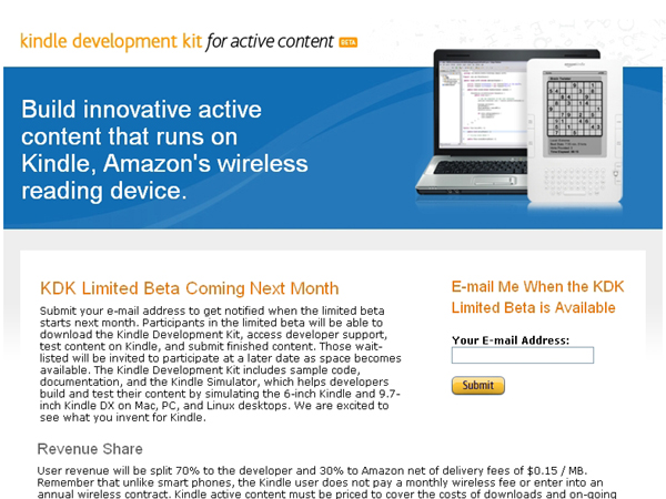 �uKindle Development Kit�v�̃T�C�g