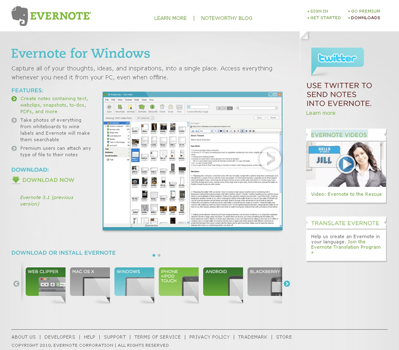�uEvernote for Windows 3.5�v�_�E�����[�h�y�[�W