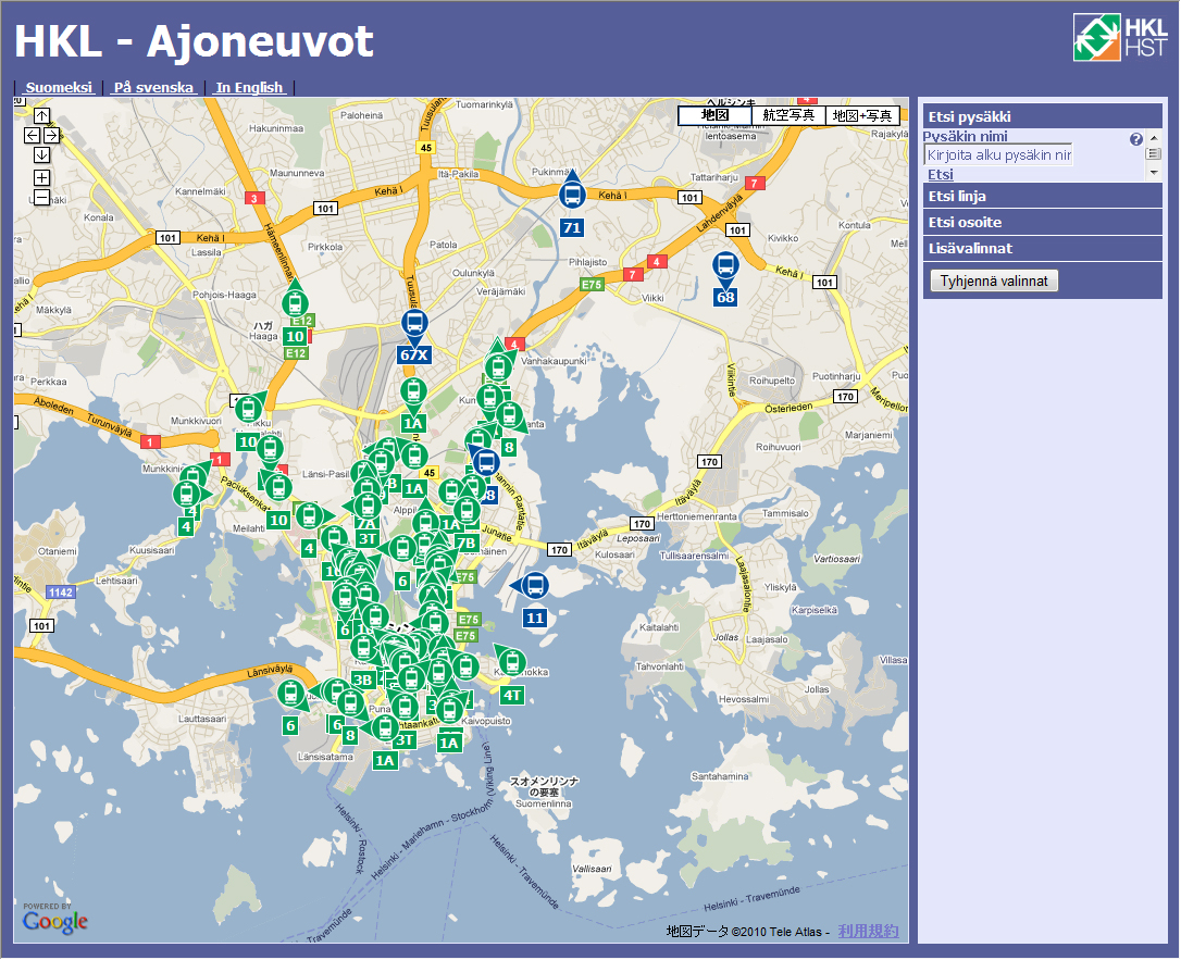Live Helsinki Transit Map
