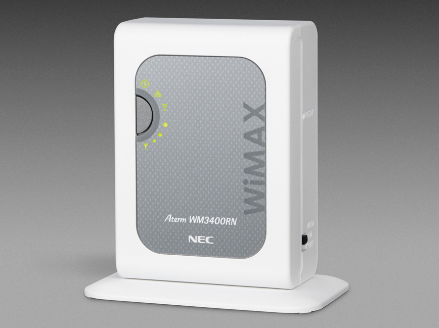 NEC�A�N�Z�X�e�N�j�J��WiMAX��������LAN���[�^�[�uAtermWM3400RN�v�B�C���^�[�l�b�g�ڑ���WiMAX�𗘗p�ł��鐘���u���^�̖���LAN���[�^�[�B