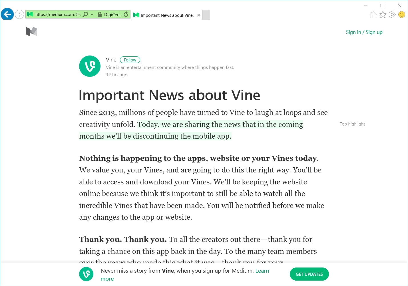 Twitter、6秒ループ動画サービス「Vine」が終了へ、「社内改編」により -INTERNET Watch