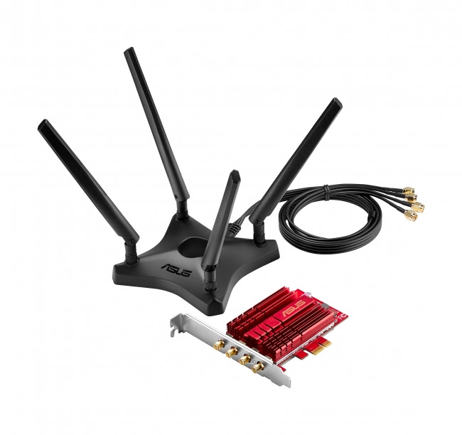 ASUS、4×4MU-MIMO対応で最大2167MbpsのPCI-E無線LANカード