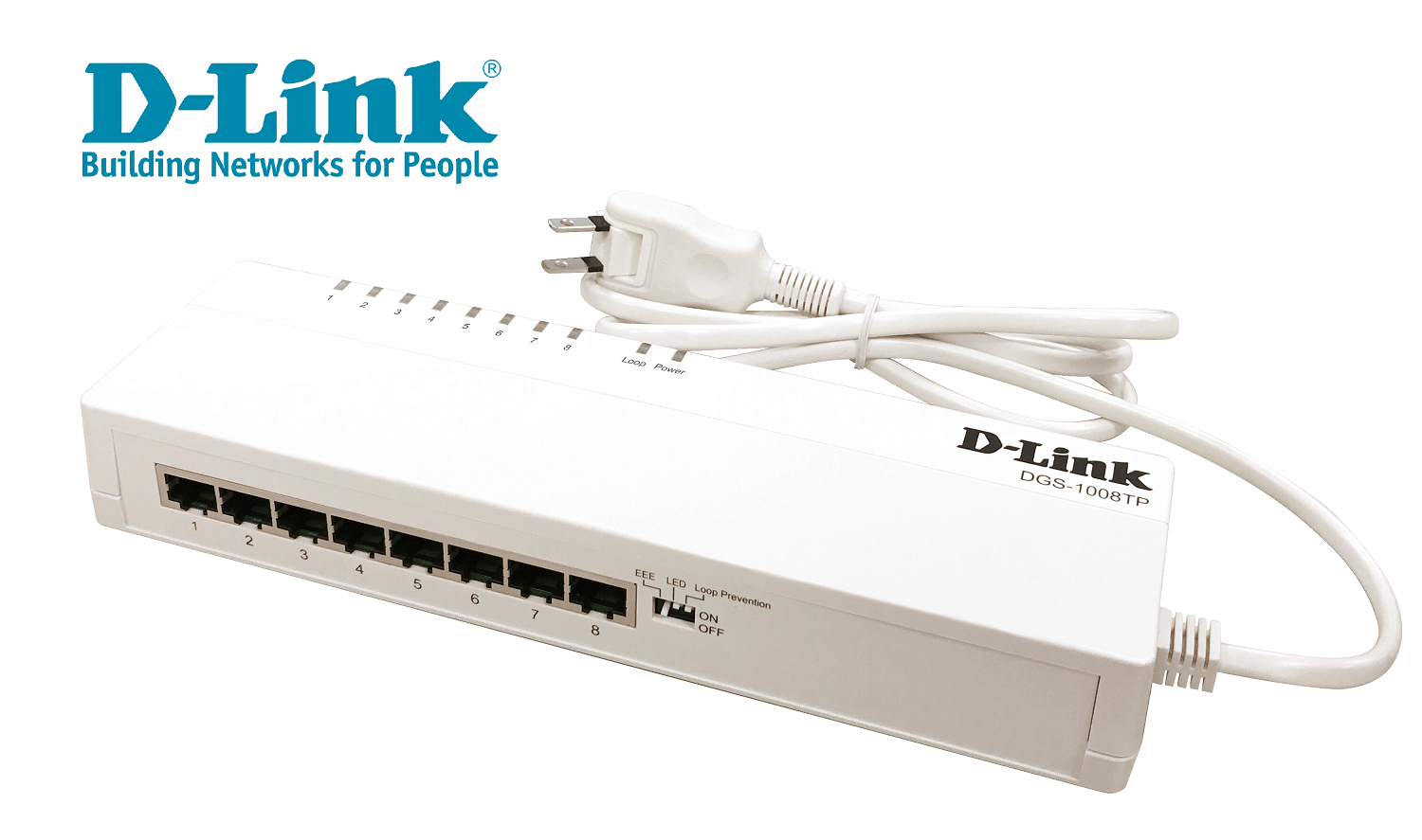 D-Link、電源ケーブルが直付けのタップ型アンマネージドスイッチ「DGS-1008TP/A1」 -INTERNET Watch