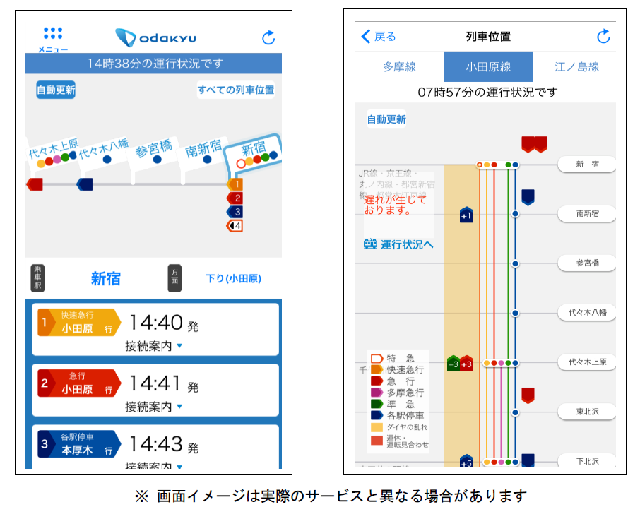 小田急アプリ」登場、列車のリアルタイム走行位置から混雑度・車内温度、新宿駅構内の個室トイレの空き情報までもが分かる公式アプリ -INTERNET  Watch