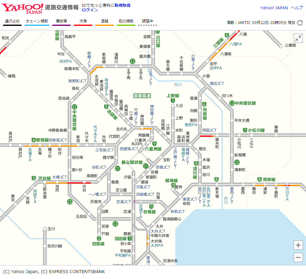 地図ウォッチ 高速道路は全国つながっている Yahoo 道路交通情報 でシームレスに表示 路線図のデザインは延伸予定区間も見据えて Internet Watch