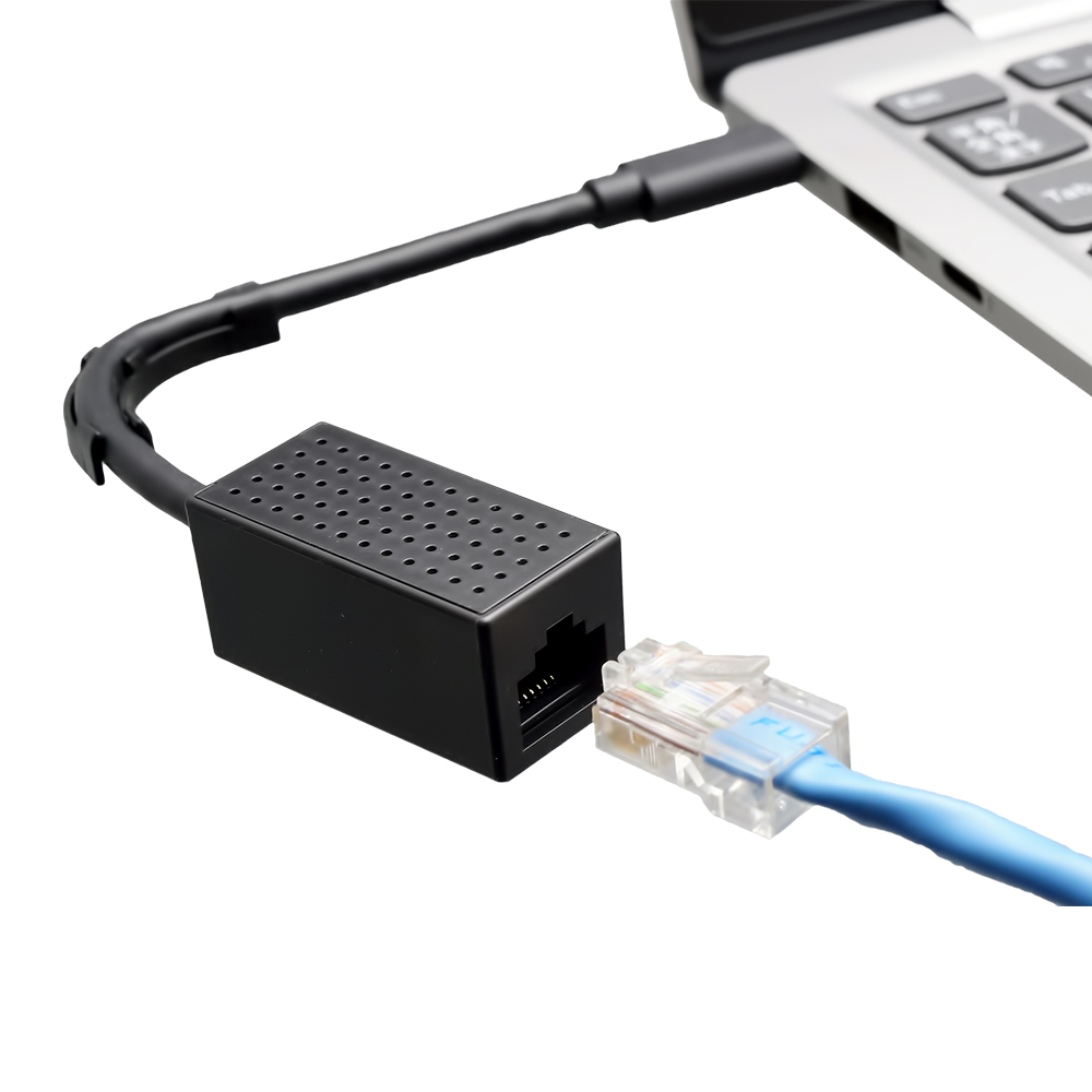 ケーブルを90度に固定できるUSB Type-C有線LANアダプター、エアリア