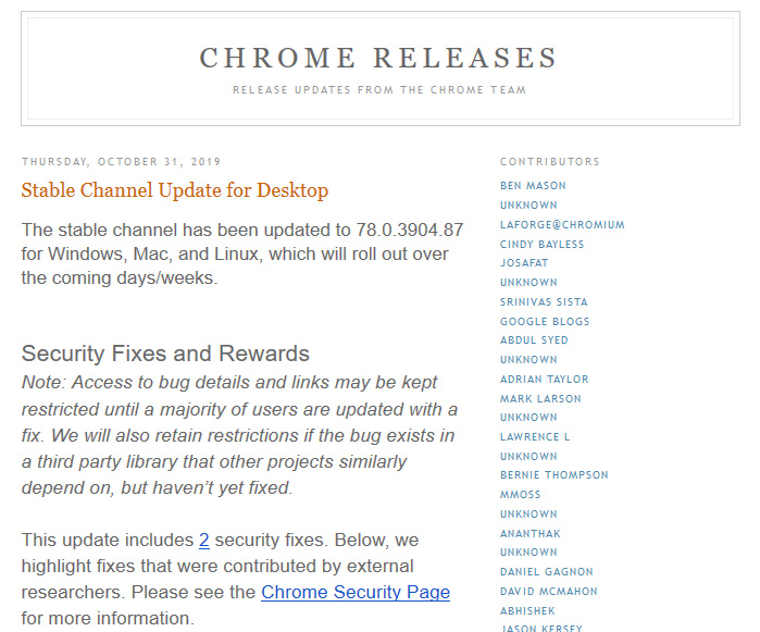 デスクトップ版「Chrome」に最新安定版、深刻度“High”の脆弱性2