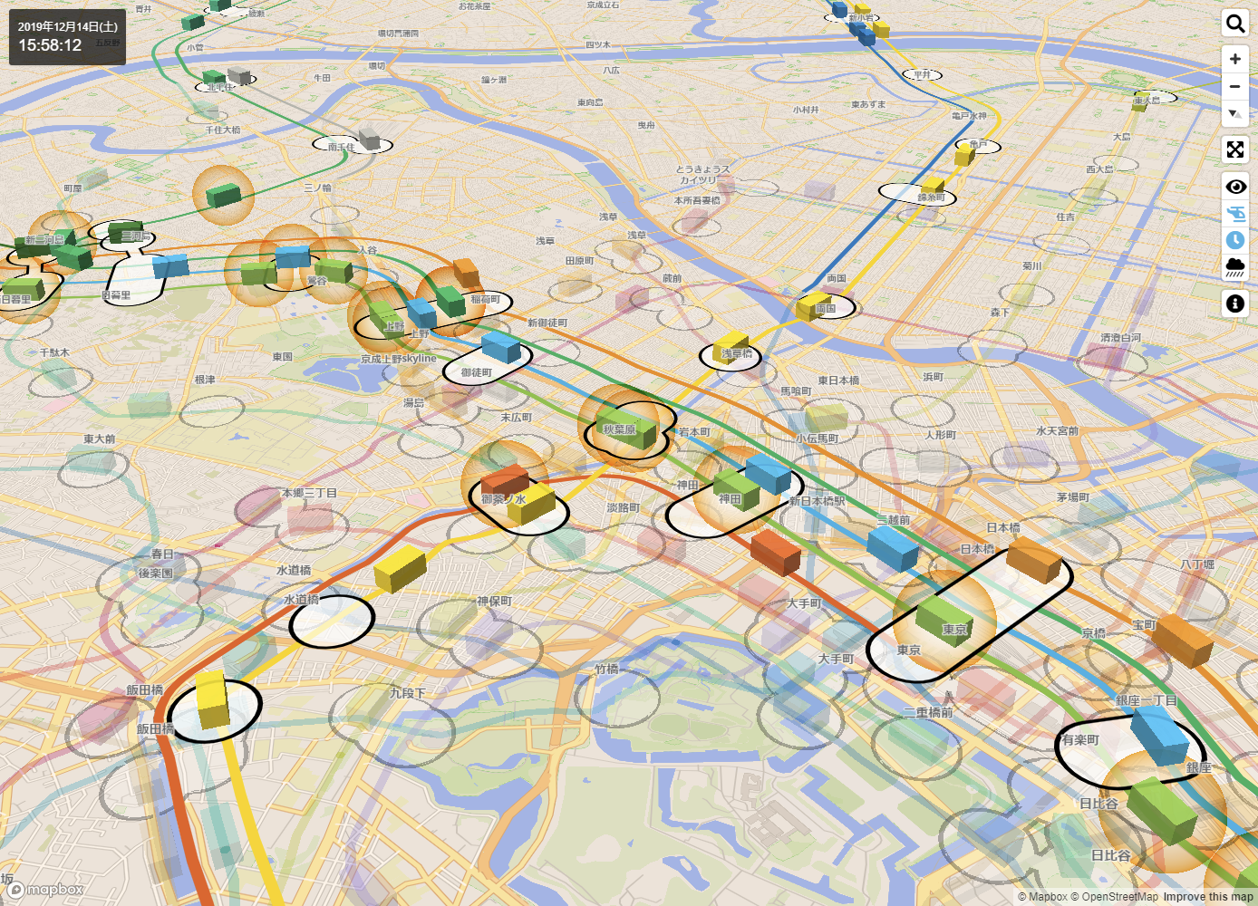 都内の鉄道のu201c動きu201dを3D地図上にリアルタイムに再現、「Mini Tokyo 3D 