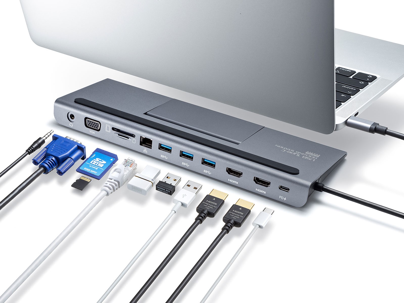 USB Type-Cケーブル1本で接続、HDMI/VGA/有線LAN/SDスロットなどを拡張できるドッキングステーションをサンワサプライが発売 -  INTERNET Watch