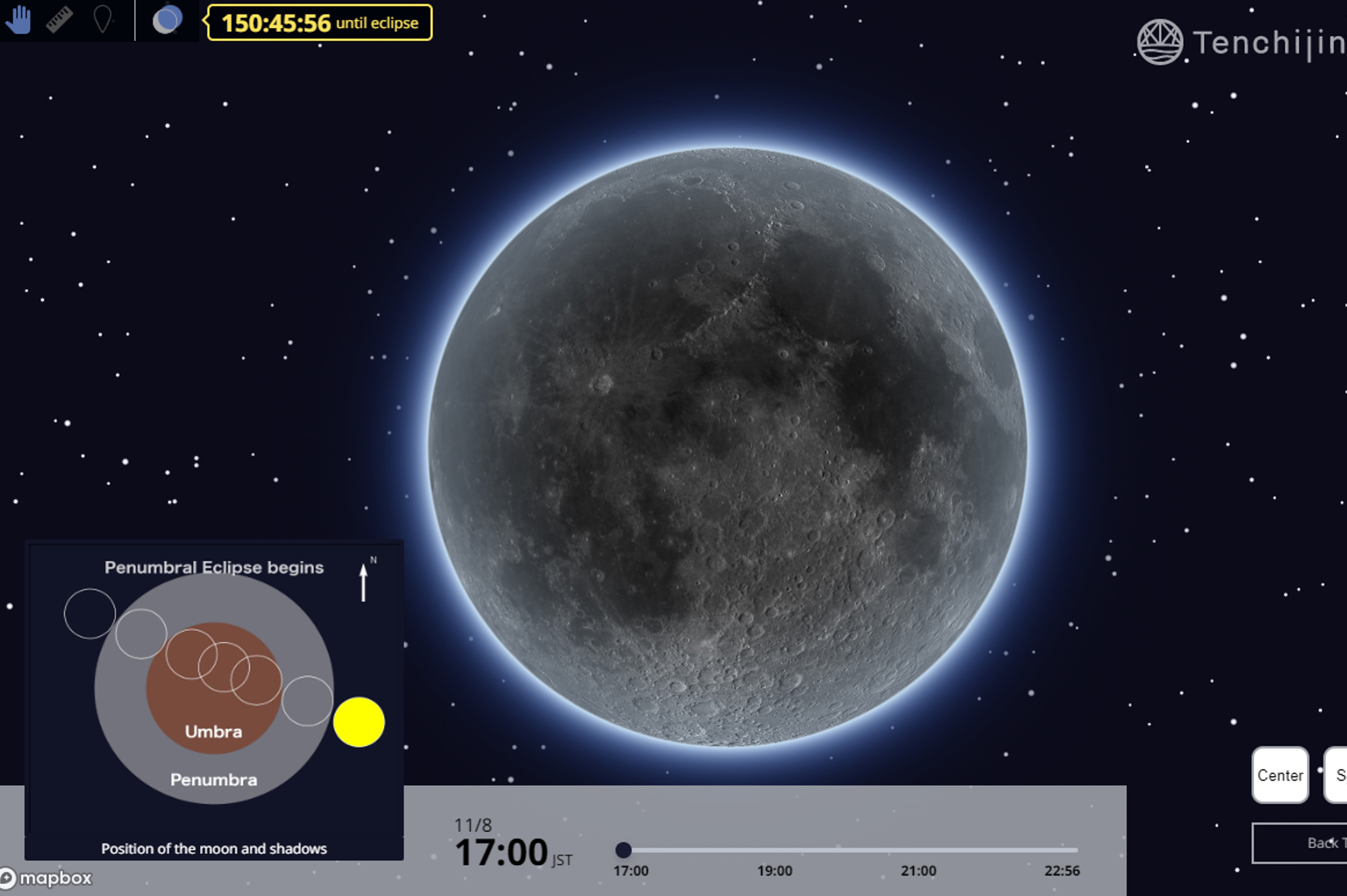 11月8日の皆既月食 仕組みや見え方を事前にシミュレーションできる 天地人コンパス Moon 提供開始 Internet Watch