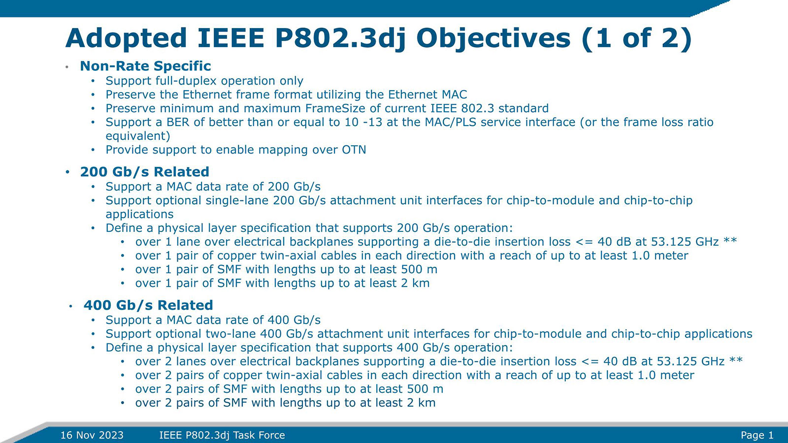 800GBASE-DR4/-DR4-2」「800GBASE-FR4」など複数の仕様策定を目指す