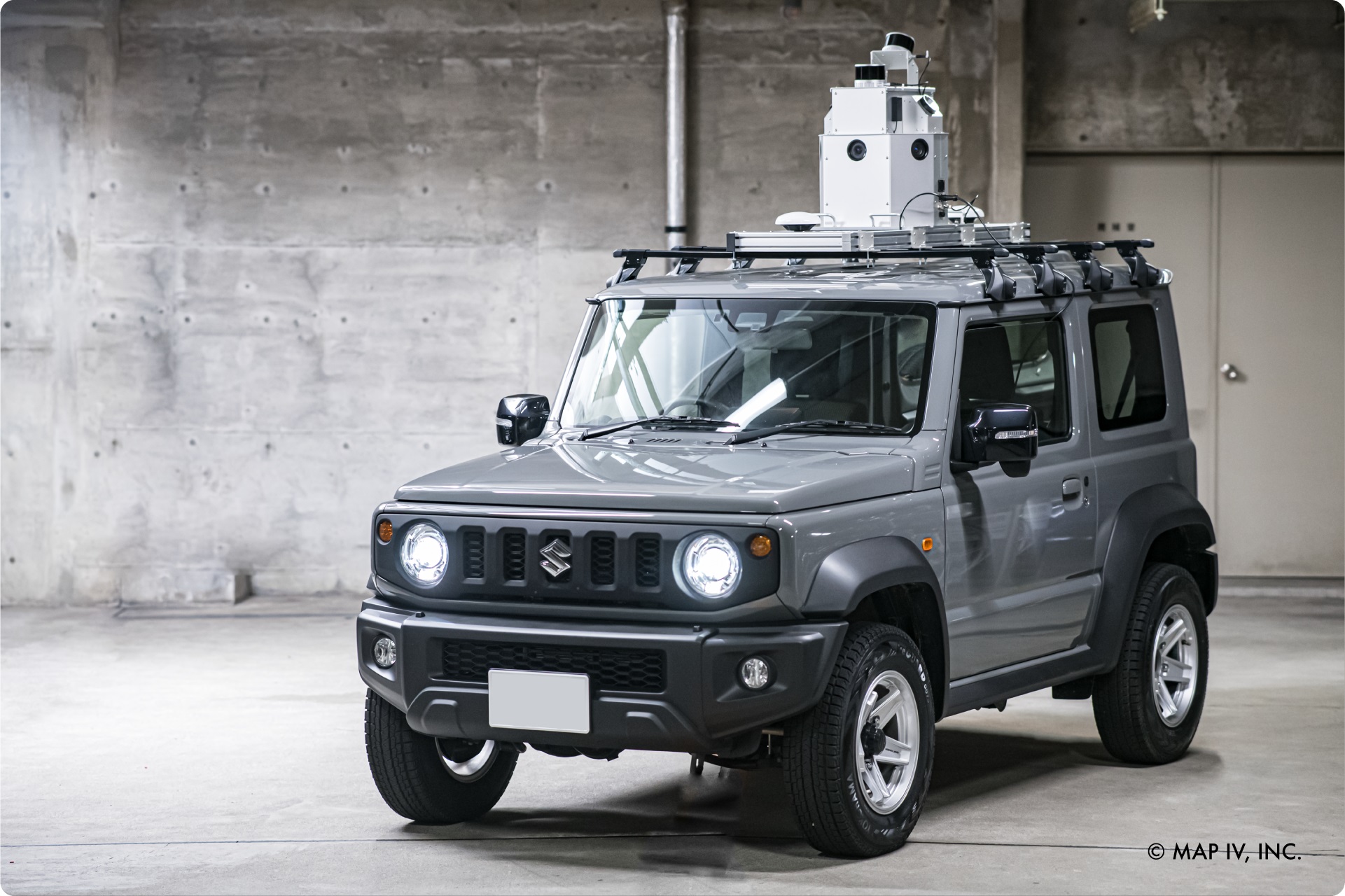 市販のルーフキャリアに搭載できる、3次元データ計測システムの車載