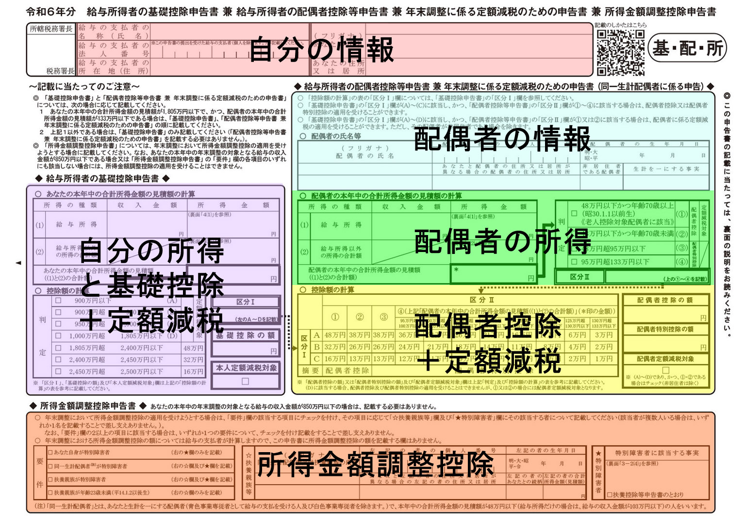 年末調整の書き方を図解【2024年(令和6年分)】「基礎控除申告書