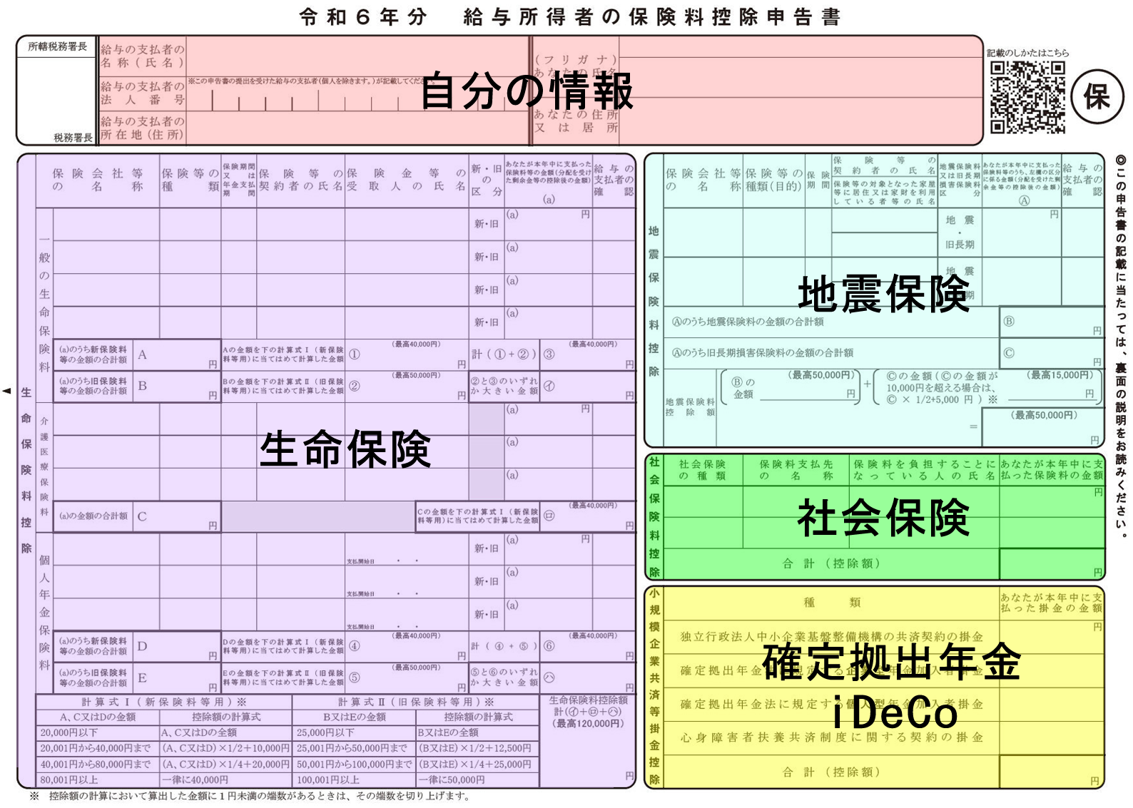 年末調整の書き方を図解【2024年(令和6年分)】「生命保険料控除