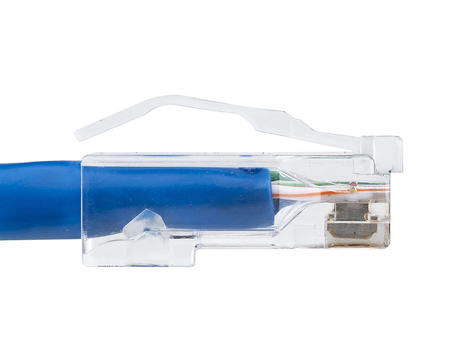 折れにくい「への字」ラッチ採用の貫通型LANコネクタ10個セット「500