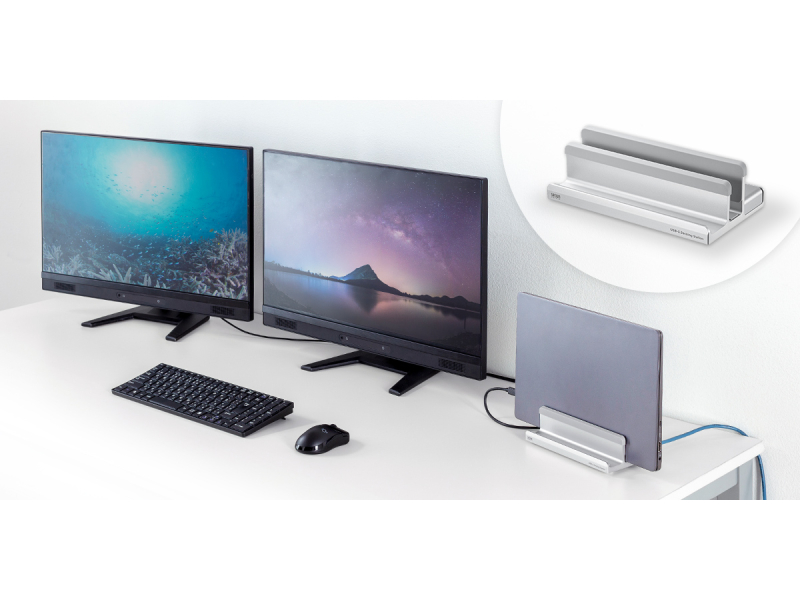 サンワサプライ　ノートパソコンスタンド ドッキングステーション一体型 ノートPCの作業が快適に！置いて拡張できる、スタンド一体型