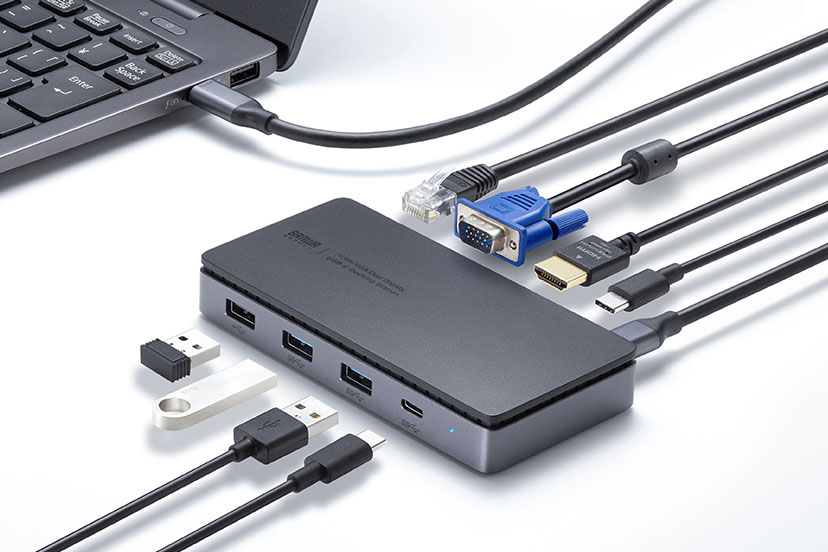 VGAとHDMIの2画面に出力できるドッキングステーション「USB-CVDK19