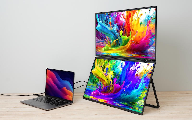 サンコー、4K対応23.8型を2画面つなげた拡張ディスプレイ発売