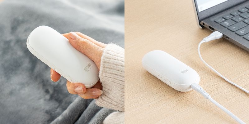 30秒で温かくなり50℃まで調整可能、繰り返し使えるUSB充電式カイロ