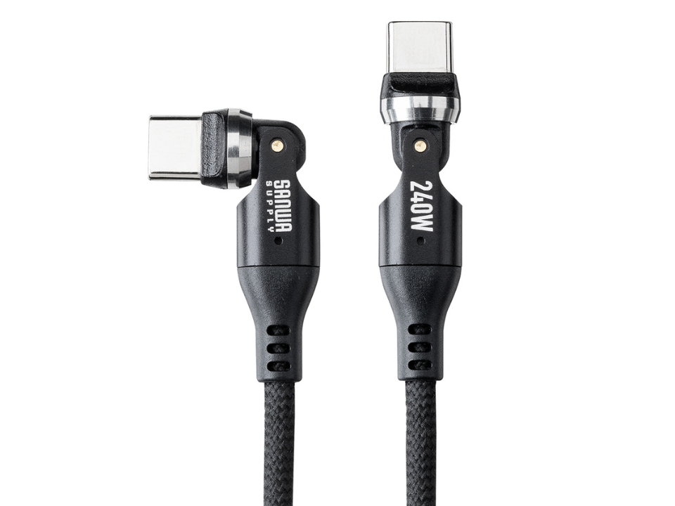 360°回転コネクタを採用したPD240W対応のUSB Type-Cケーブル「500
