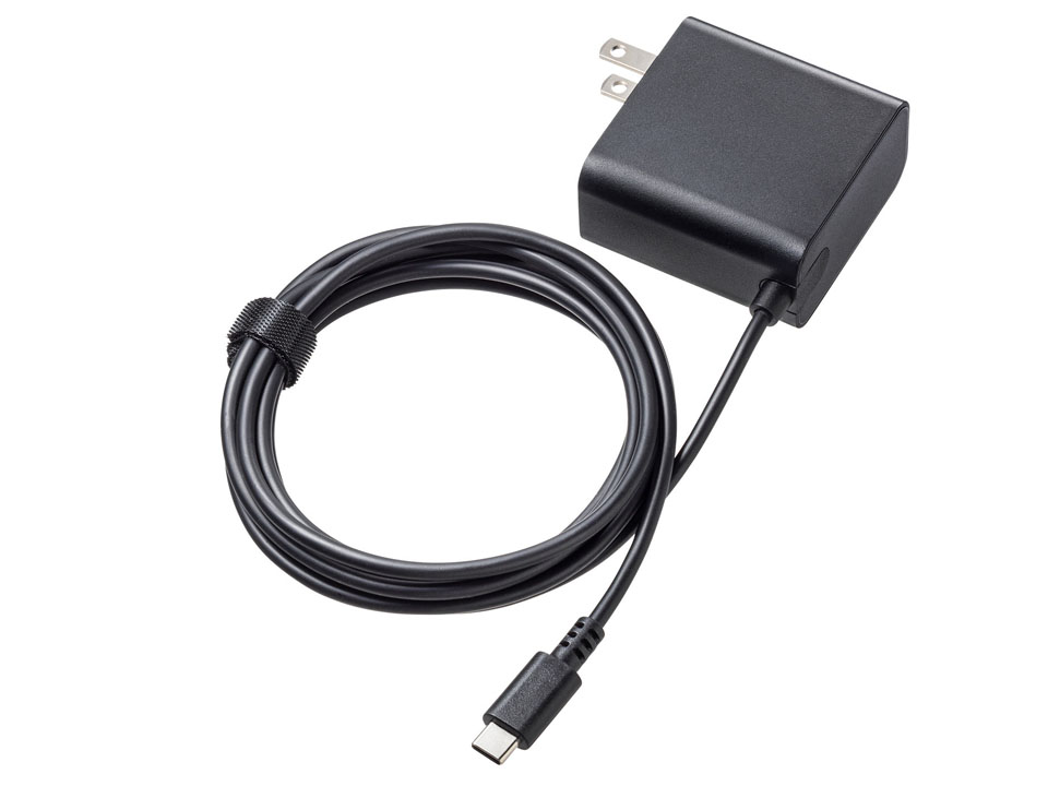 充電アダプタ　+　対応の充電の線 サンワサプライ、最大65W出力で1.8mと長いケーブルが一体になったUSB