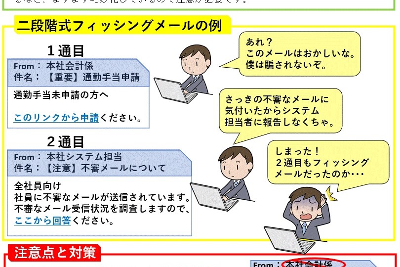 警視庁、メール受信者の注意力を逆手に取った「二段階式フィッシングメール」に注意喚起